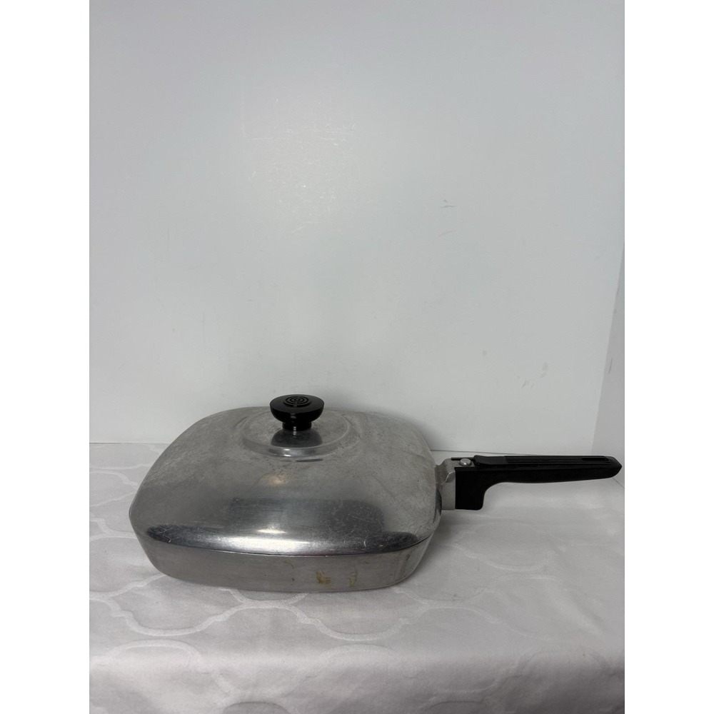 Vintage Wagner Ware 4510 Sidney O Magnalite 10" Square Skillet Frying Pan W/ Lid